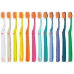 edel+white Soft Intensive Flosserbrush SWISS in PET box – Leicht, flexibel und mit soften, konischen Borsten. Abbildung Zahnbürste in allen Farben.