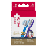 edel+white Aufsätze für elektrische Zahnbürste. Ultrasoft, Clean Curl Airbag Sonic Brush Heads – Die Zahnreinigungs-Revolution für 300% mehr Putzleistung . Foto der Verpackung. 