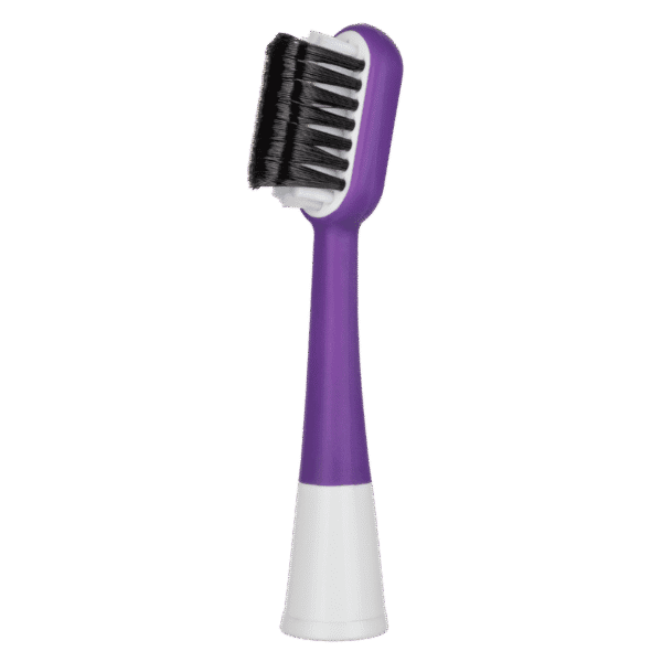 edel+white Embouts pour brosse à dents électrique. Ultrasoft, Clean Curl Airbag Sonic Brush Heads - La révolution du nettoyage des dents pour 300% de puissance de brossage en plus. Détail de l'embout, poils droits, violet. 
