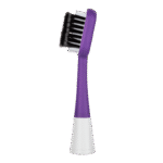 edel+white Embouts pour brosse à dents électrique. Ultrasoft, Clean Curl Airbag Sonic Brush Heads - La révolution du nettoyage des dents pour 300% de puissance de brossage en plus. Détail de l'embout, poils droits, violet, vue de côté. 