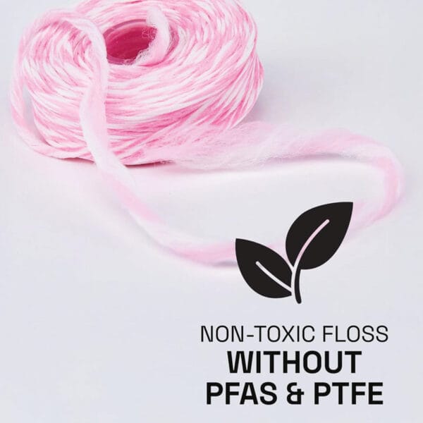 REACH Ultraclean Gentle Gum Care Floss Cinnamon 50m- Picture Infographic, non-toxic floss without PFAS & PTFE