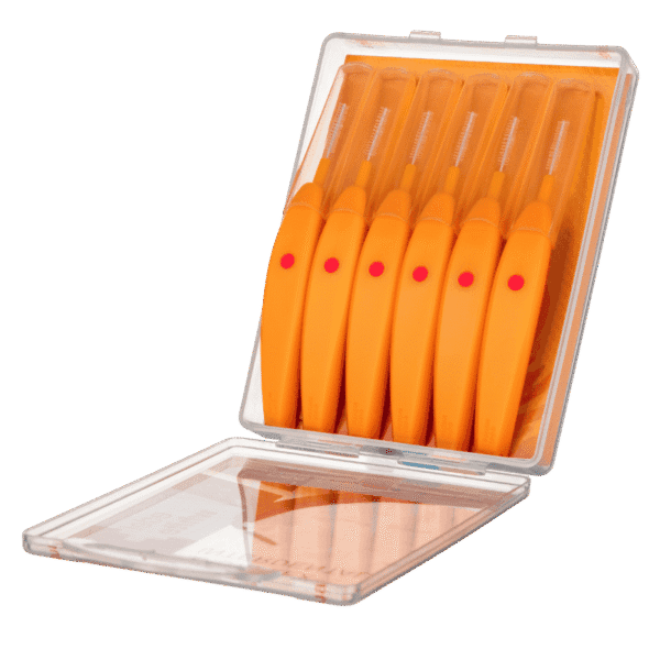 edel+white EasyFlex - SSS Interdental Brush 0.45mm 6pcs in PP box - Pour un nettoyage optimal entre les incisives et les canines, code couleur orange, emballage ouvert