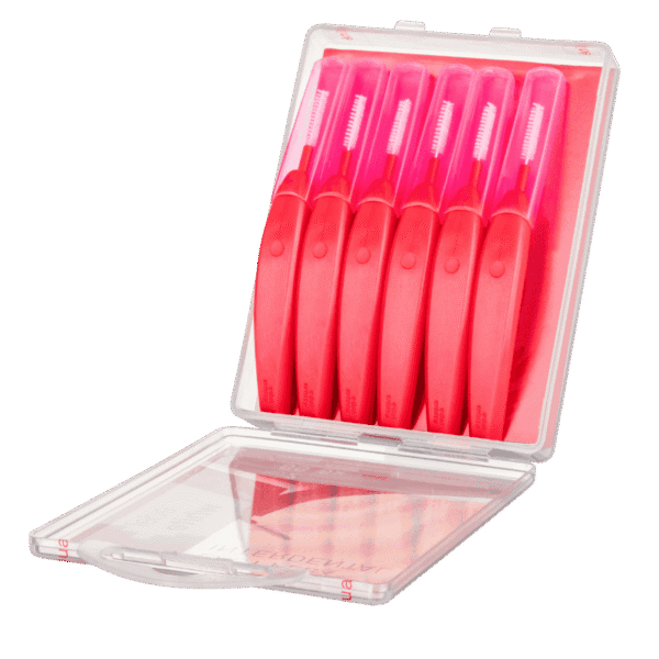 edel+white EasyFlex Interdental, curved brush with flexible handle and antibacterial coating for thorough interdental cleaning. SS, 6 pieces 0.5mm diameter, open packaging 