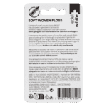 edel+white Zahnseide, Soft Woven Floss 40m in blister, with cinnamon – Das gewobene Floss für empfindliches Zahnfleisch. Abbildung Verpackung Rückseite