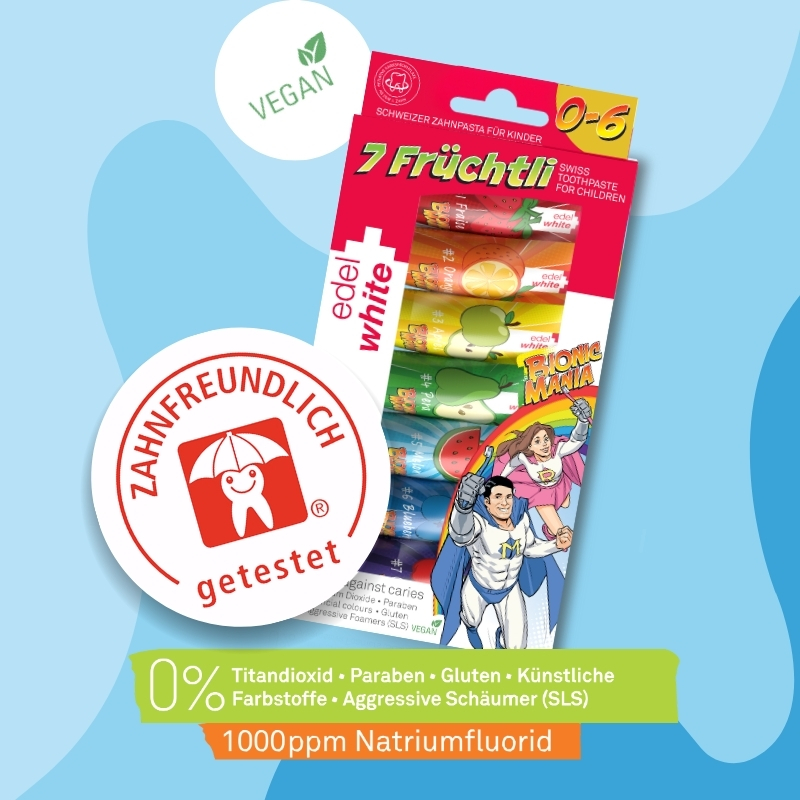 edel+white 7 Fruchtli - Bionicmania dentifrice pour enfants