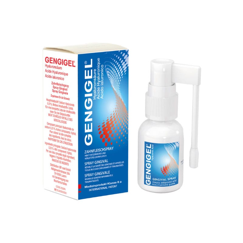 Gengigel Spray 20ml - Spray à l'acide hyaluronique pour les zones difficiles d'accès et douloureuses de la bouche